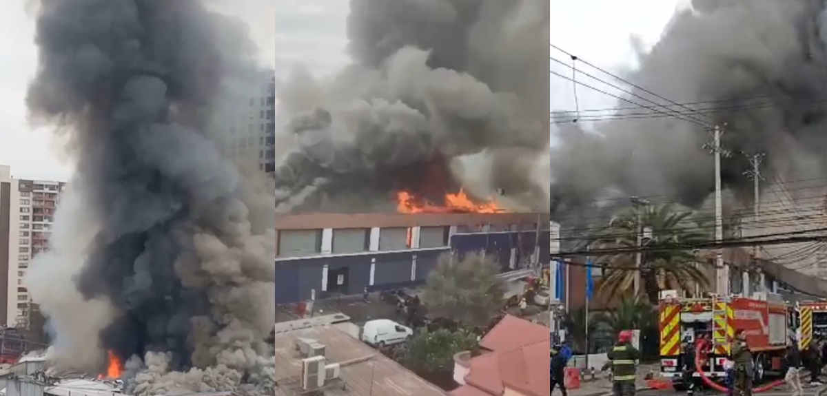 Impactantes registros de gigantesco incendio en San Miguel que destruyó cuartel de la PDI