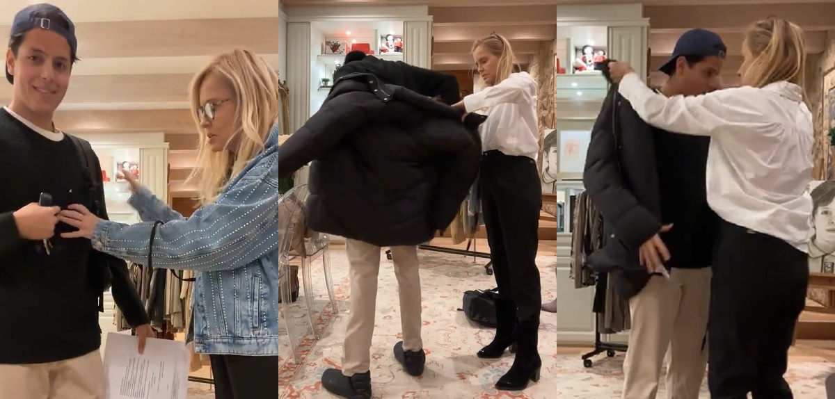 La cómica resignación de Máximo al modelar ropa de Cecilia Bolocco durante Live: 