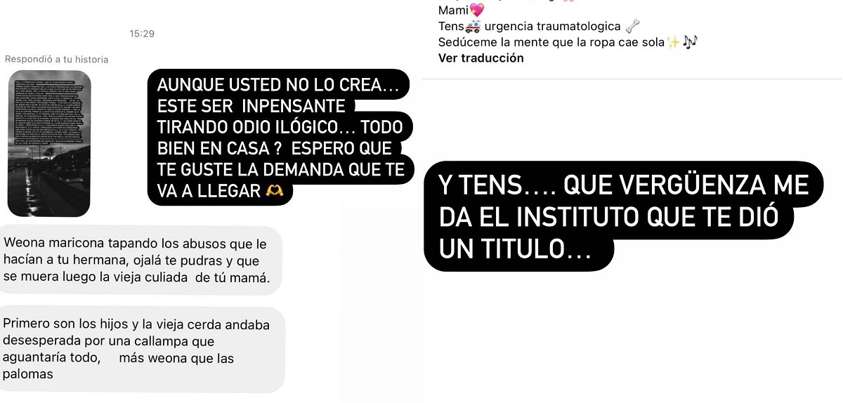 Mensajes odio Charlot hermana Karen Bejarano