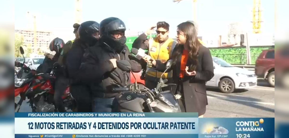 Motociclista increpó a notera de CHV durante fiscalización: 