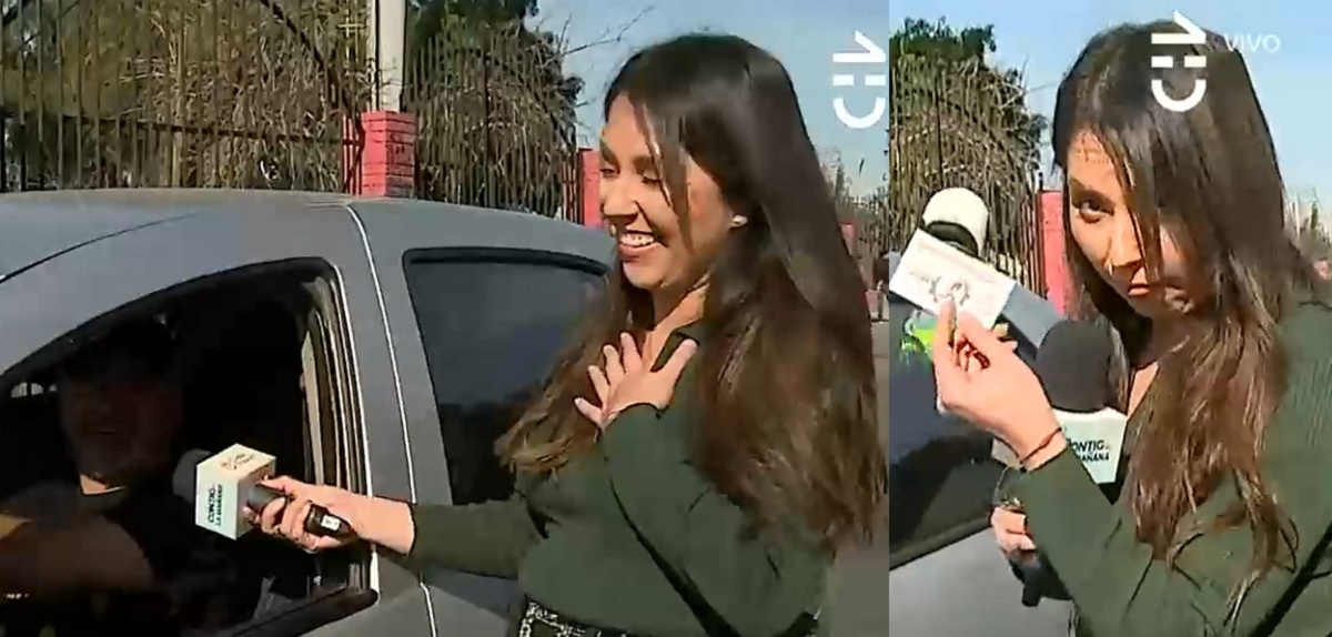 Periodista de CHV fue sorprendida por osado (y coqueto) gesto de automovilista durante fiscalización