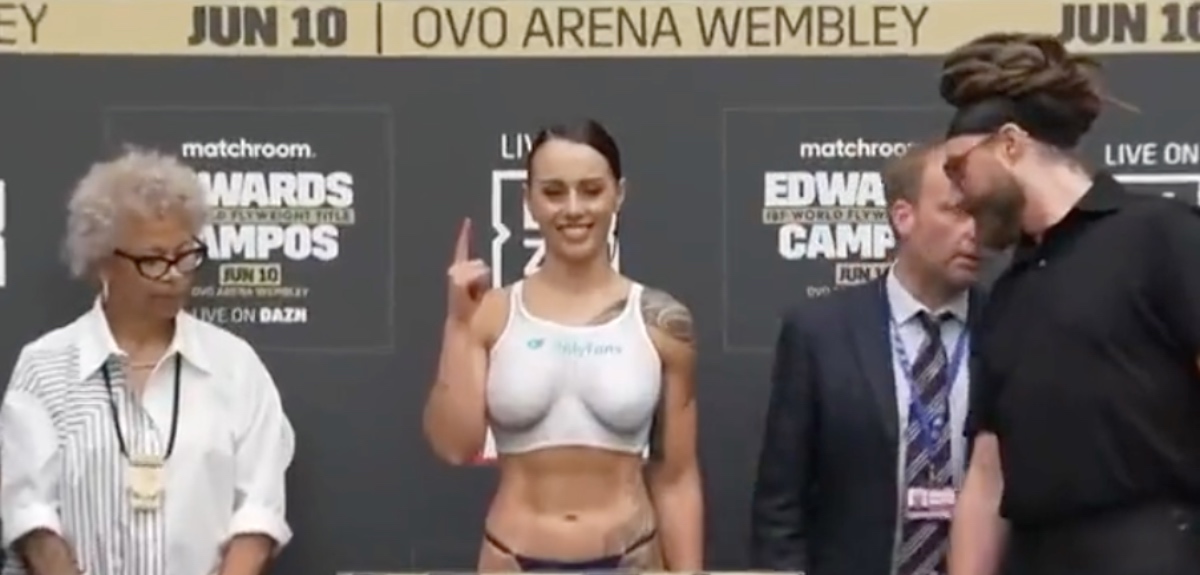 Boxeo y OnlyFans: campeona mundial sorprendió con osado topless en pesaje de combate