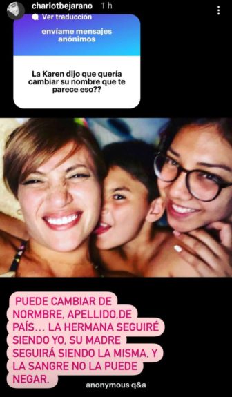 Charlot hermana Karen Bejarano