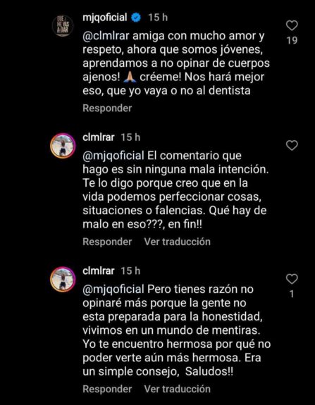 María José Quintanilla responde a usuaria