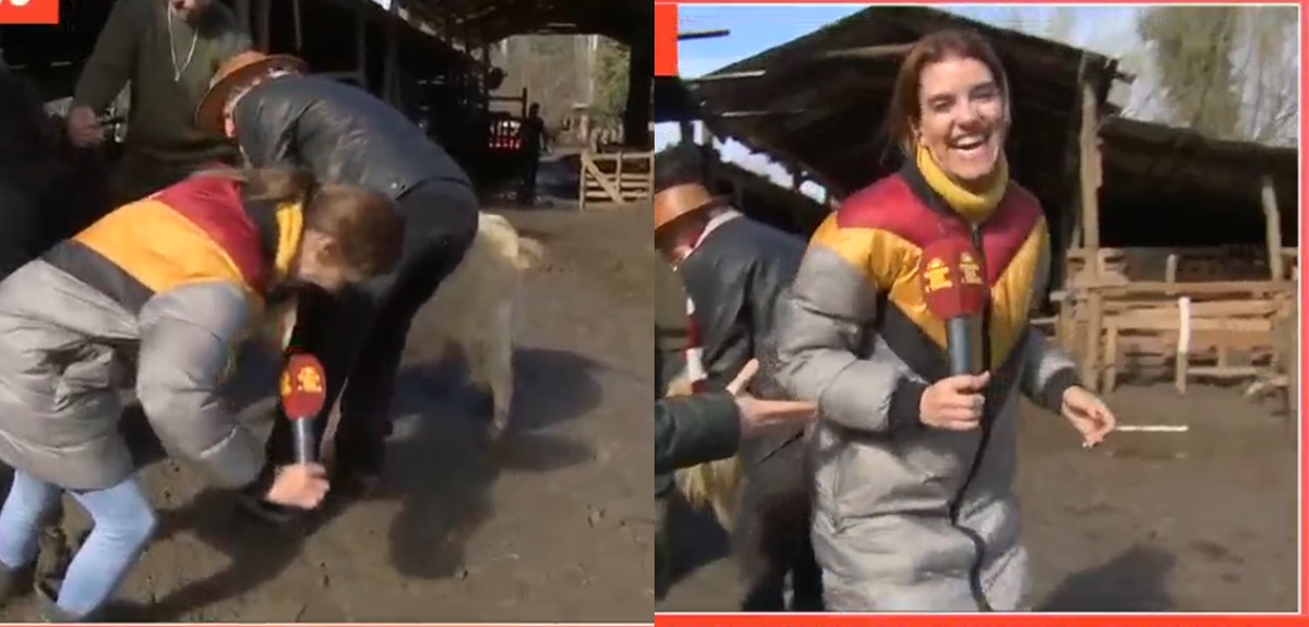 María Luisa Godoy protagonizó chascarro en vivo al quedar atrapada en el barro: 