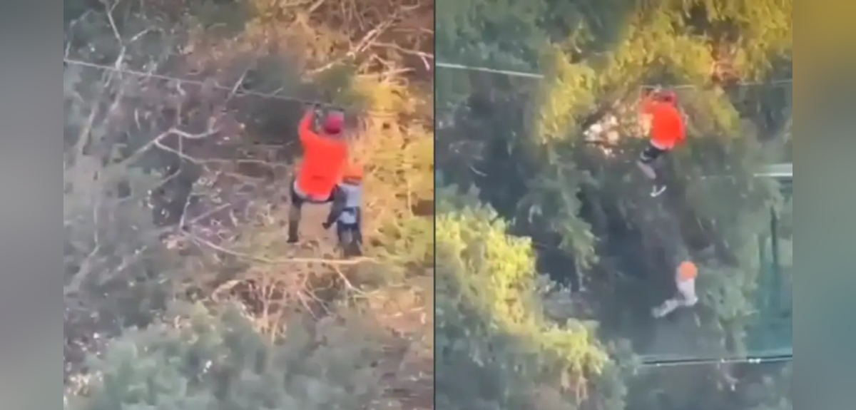Impactantes imágenes muestran a niño caer desde 12 metros de una tirolesa en México