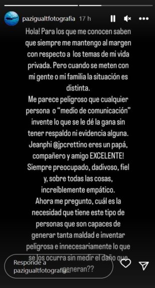 Mensaje de expareja de Jean-Philippe