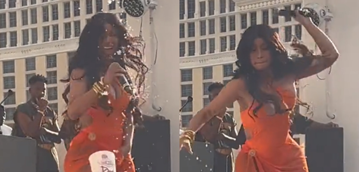 Fan de Cardi B le lanzó bebida en pleno concierto y ella la agredió con su micrófono