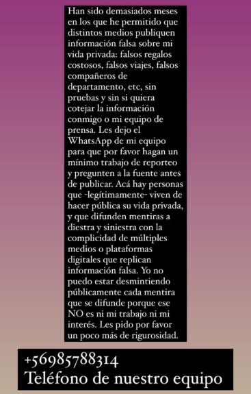 Comunicado Maite Orsini