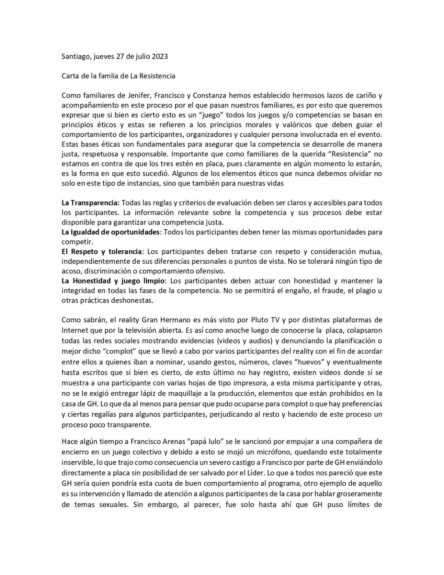 reclamo complot Gran Hermano