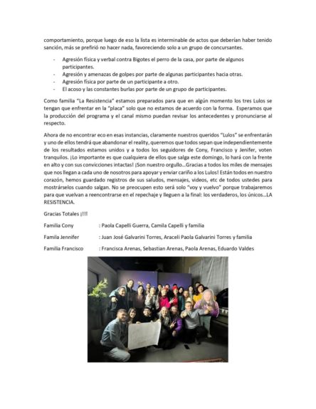 reclamó complot Gran Hermano