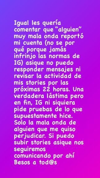 La molestia de Fran García-Huidobro por bloqueo de su Instagram: "Me quiso perjudicar"