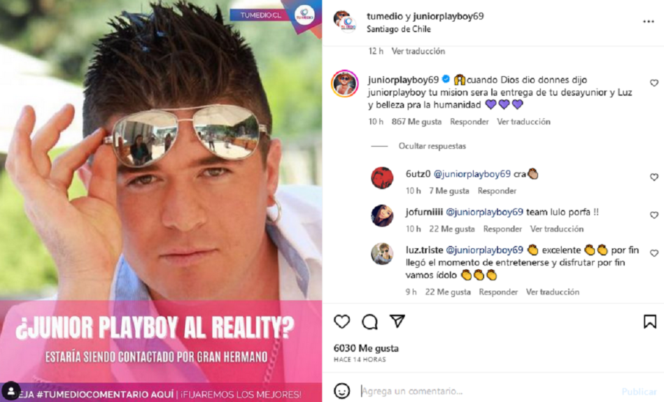 Junior Playboy reaccionó al rumor sobre su ingreso a Gran Hermano: "Cuando Dios dio dones dijo..."