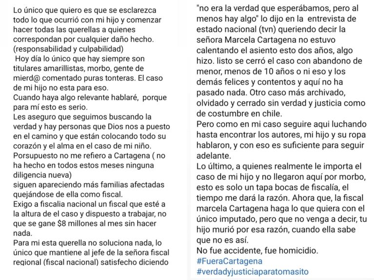 Madre de Tomás Bravo ante formalización de tío abuelo de su hijo: "No fue accidente, fue homicidio"