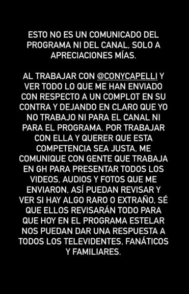 mánager Coni reclamó complot Gran Hermano