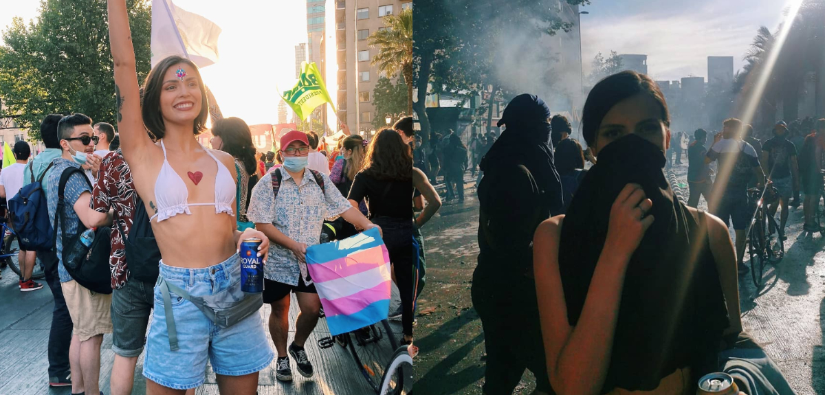 Viralizan fotografías inéditas de Coni de Gran Hermano en marcha del estallido social