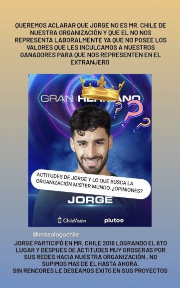 Mister Chile sobre Jorge Aldoney