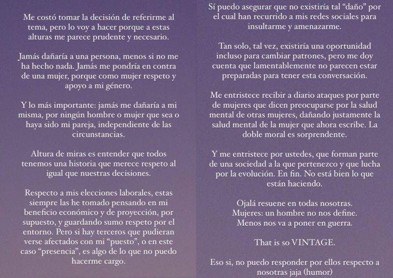 Camila, ex de Sebastián Ramírez de Gran Hermano, y supuesta mala onda con Coni: "Por ningún hombre…"