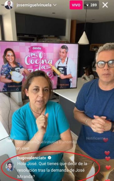 Pregunta de Hugo Valencia a José Miguel Viñuela en Live