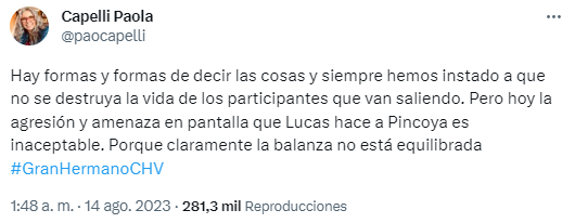 Madre de Coni reaccionó a fuerte pelea de Lucas con 'Pincoya' en Gran hermano.