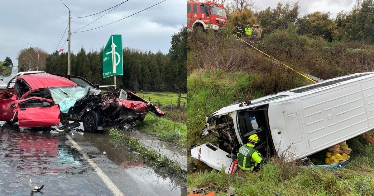 Fatal accidente en Ruta R-86 dejó tres muertos y cuatro lesionados: camioneta quedó destrozada