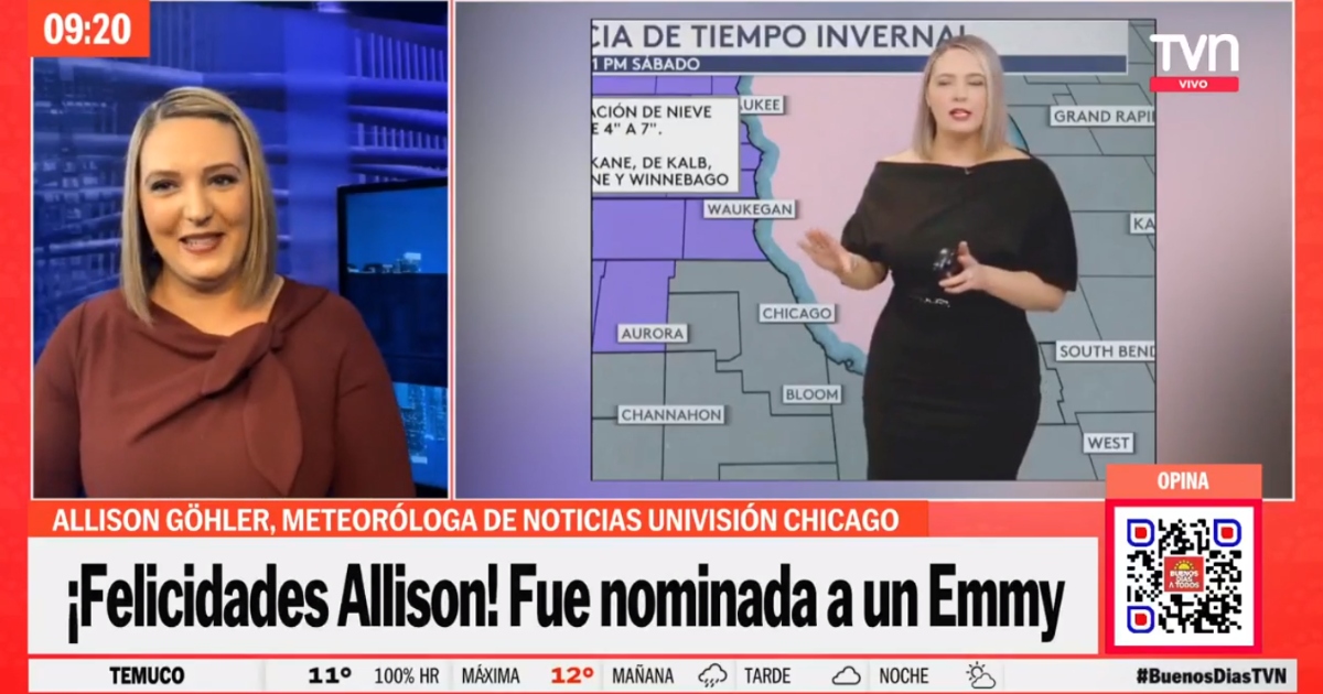 Allison Göhler, meteoróloga chilena, fue nominada a dos premios Emmy en EEUU: 