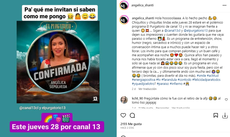 Angélica Sepúlveda adelanta su participación en El Purgatorio con Arturo Longton: “Dejo la cagá”