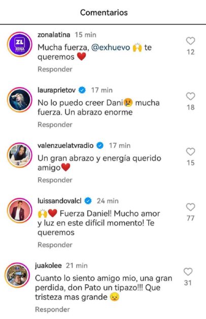 mensajes apoyo Daniel Fuenzalida muerte papá
