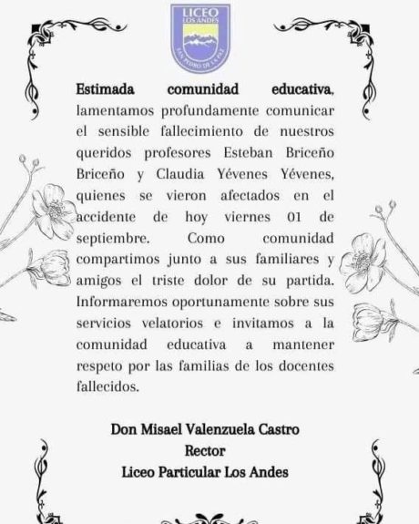 Confirman identidad de dos víctimas fatales tras accidente en San Pedro de la Paz: eran profesores.