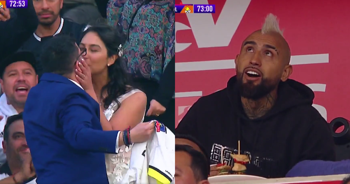 Novios fueron ovacionados en medio de goleada de Colo Colo: hasta Arturo Vidal reaccionó