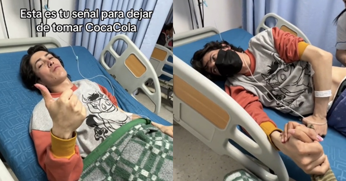 Tiktoker termina en urgencias por particular dieta diaria: 2 litros de Coca Cola, 0 de agua y quesos