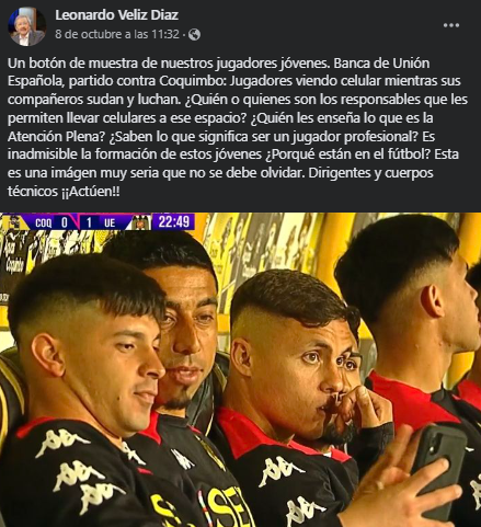 Critican a jugadores de Unión Española por mirar celular durante partido: "Qué tienen en la cabeza"