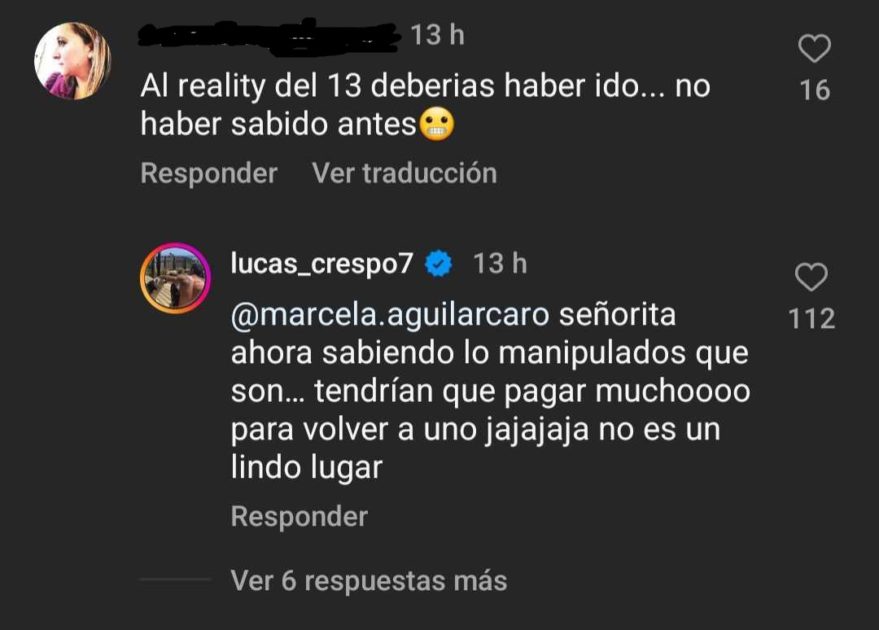 Lucas Crespo critica Gran Hermano