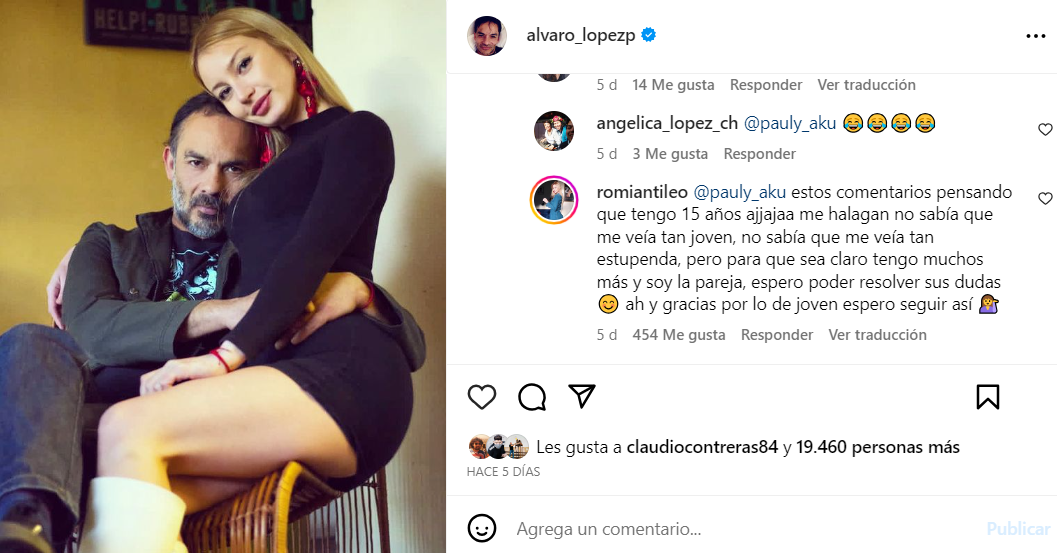 Pareja de Álvaro López respondió comentario que usuaria dejó en romántica postal: "¿Es la hija?"