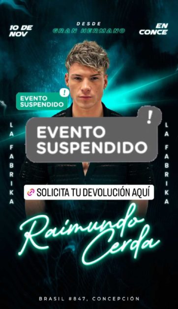 cancelan evento Raimundo Cerda Concepción