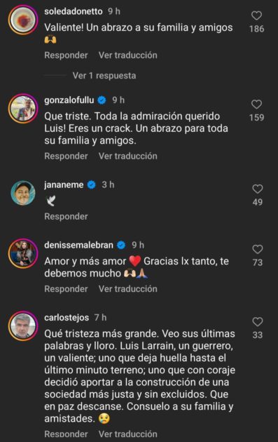 Reacciones a muerte de Luis Larraín