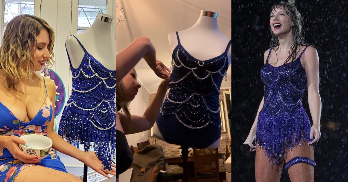 Periodista chilena que irá a concierto de Taylor Swift recreó con mil piedras vestido de la cantante