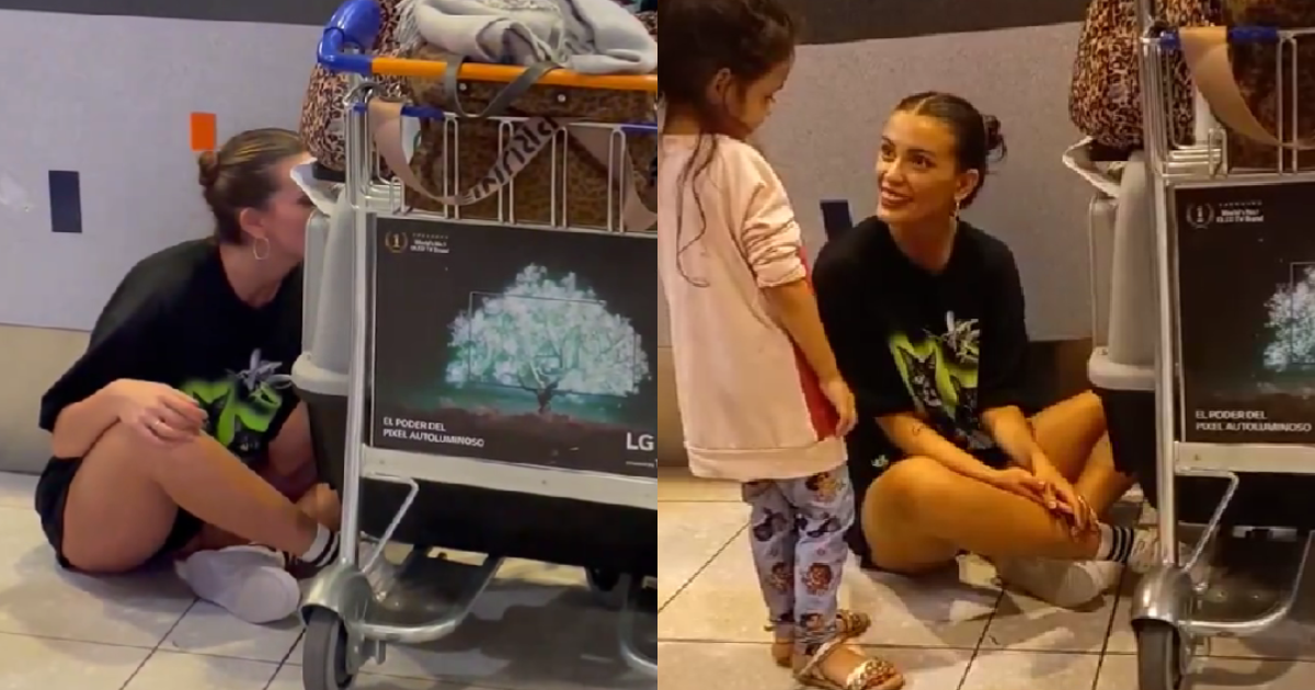 Adorable momento: Cony fue captada junto a Bigote en aeropuerto trasandino antes de viajar a Chile