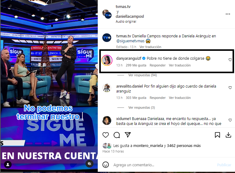 Daniela Aránguiz responde a Daniella Campos