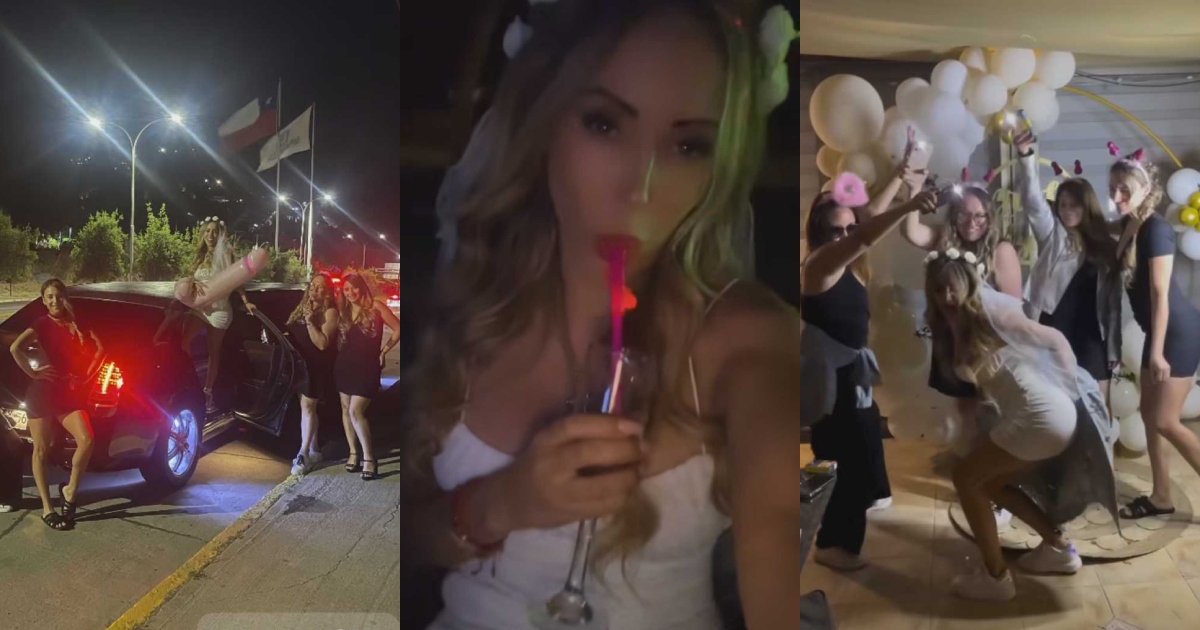 Con lujosa limusina y vestida de blanco: así fue la alocada despedida de soltera de Marité Matus