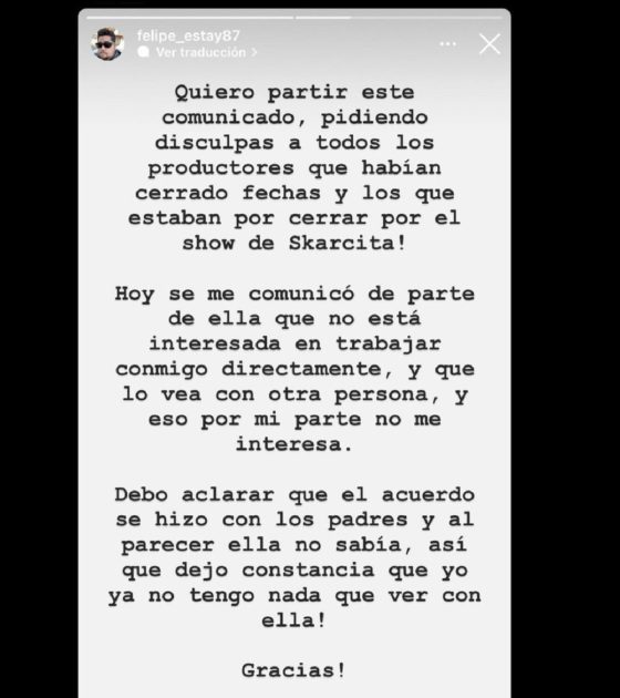 manager Michelson canceló eventos Eskarcita