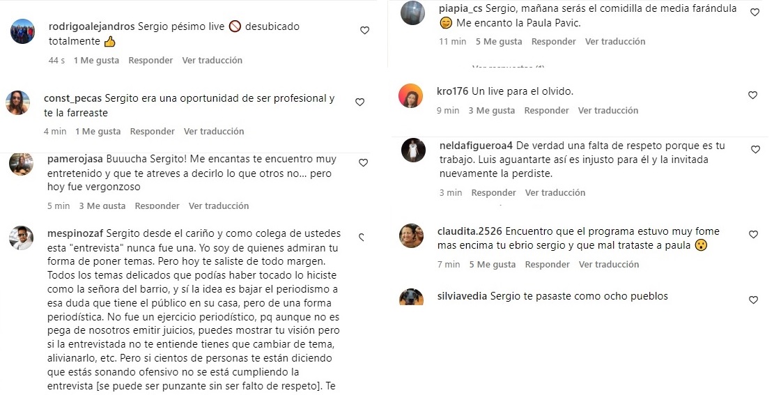 Críticas Live Sergio Rojas Paula Pavic