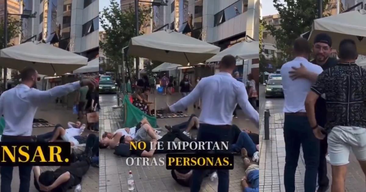 Terapia para ser un Macho Alfa: viralizan video de hombres tirados en pleno Providencia recibiendo una 