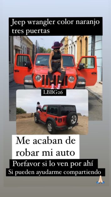 Dayana Amigo denunció el robo de su auto: publicó fotografía y solicitó ayuda