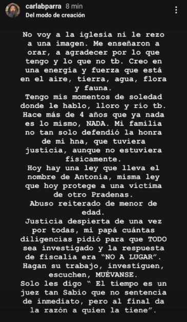 mensaje hermana Antonia Barra padre Martín Pradenas