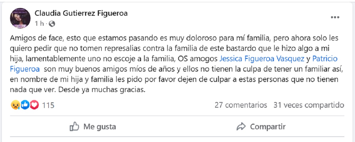 mensaje mamá de Michelle Silva desaparecida San Felipe