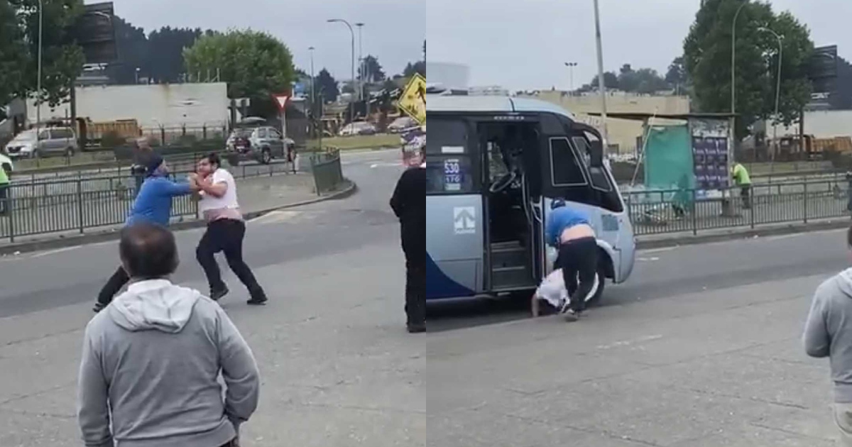 Dos micreros protagonizaron pelea en Concepción: hubo golpes y fierrazos en plena vía pública
