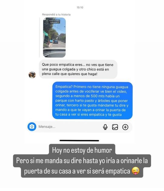 Rebeca Naranjo respondió crítica usuaria 