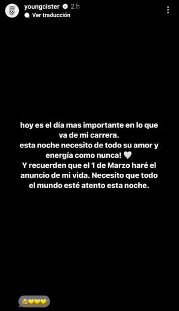 Young Cister envió sentido mensaje a horas de su show en Viña 2024