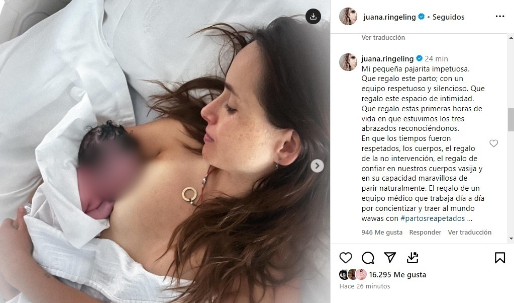 Juanita Ringeling dio a luz a su hija Loica